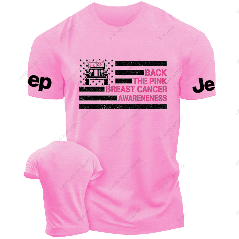 Back The Pink Breast Cancer Awareneness Pink Flag Jp Ribbon Faith T-Shirt