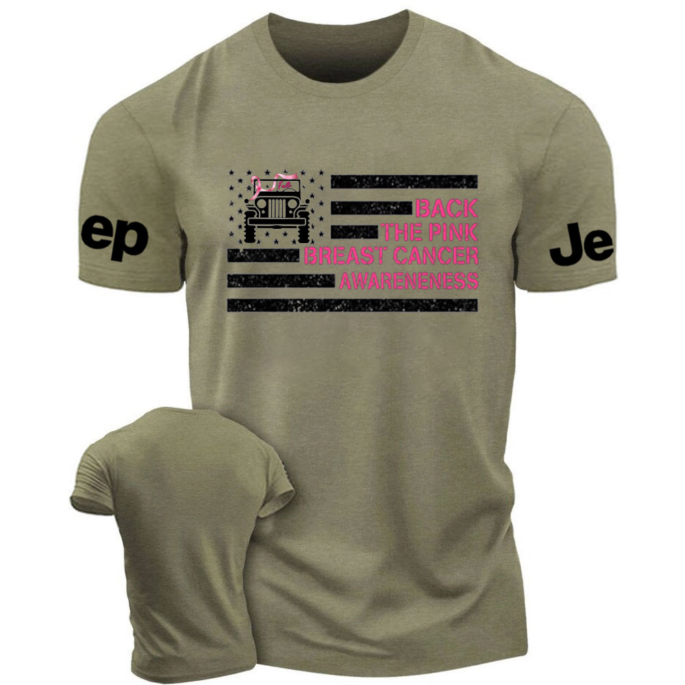 Back The Pink Breast Cancer Awareneness Pink Flag Jp Ribbon Faith T-Shirt