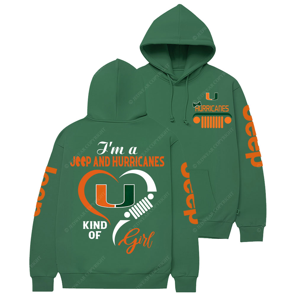 Miami Hurricanes Football Team Heart Jp Girl Casual Hoodie