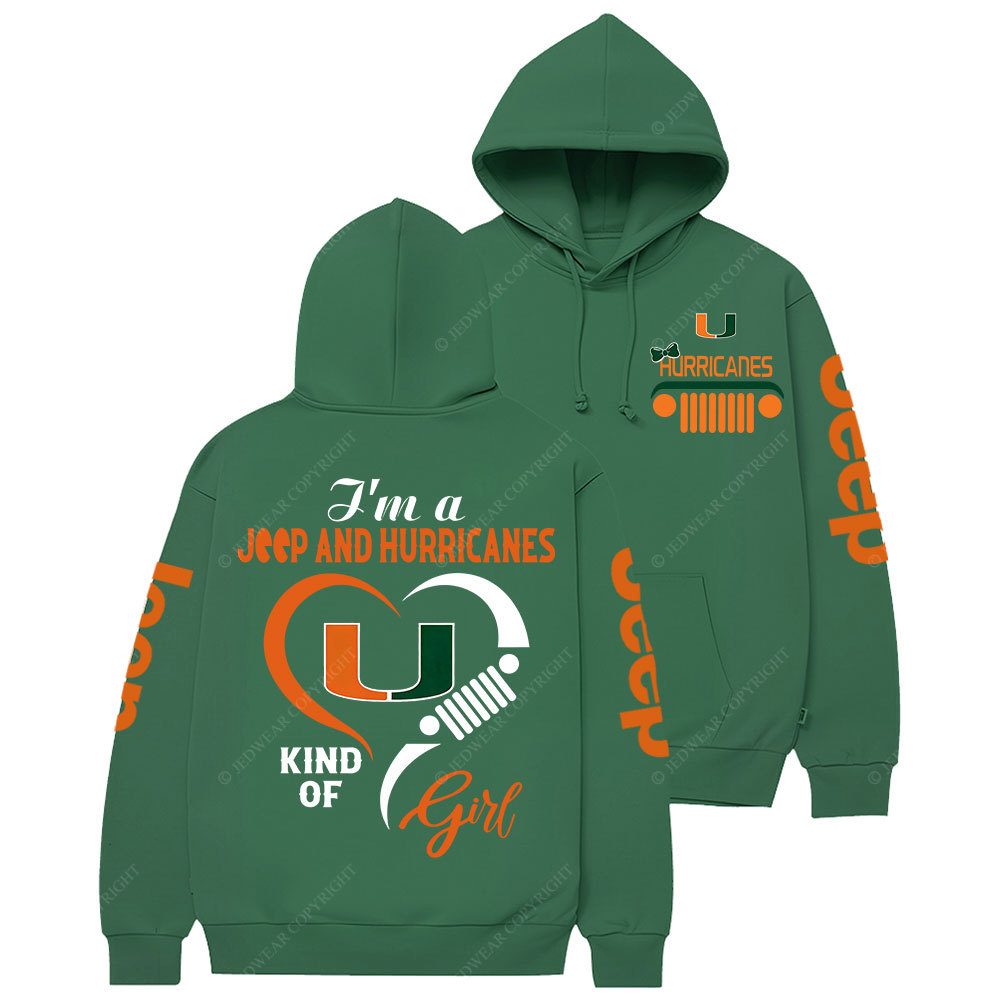 Miami Hurricanes Football Team Heart Jp Girl Casual Hoodie