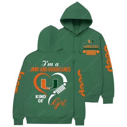 Miami Hurricanes Football Team Heart Jp Girl Casual Hoodie