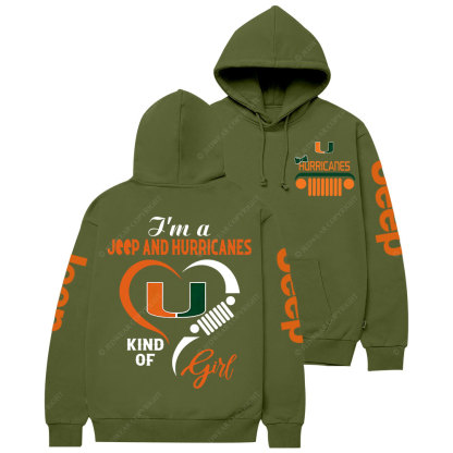 Miami Hurricanes Football Team Heart Jp Girl Casual Hoodie
