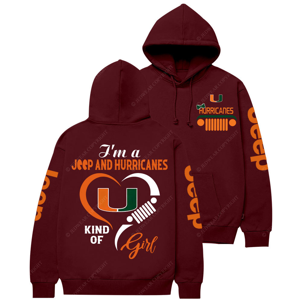 Miami Hurricanes Football Team Heart Jp Girl Casual Hoodie