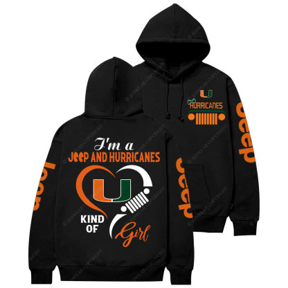 Miami Hurricanes Football Team Heart Jp Girl Casual Hoodie