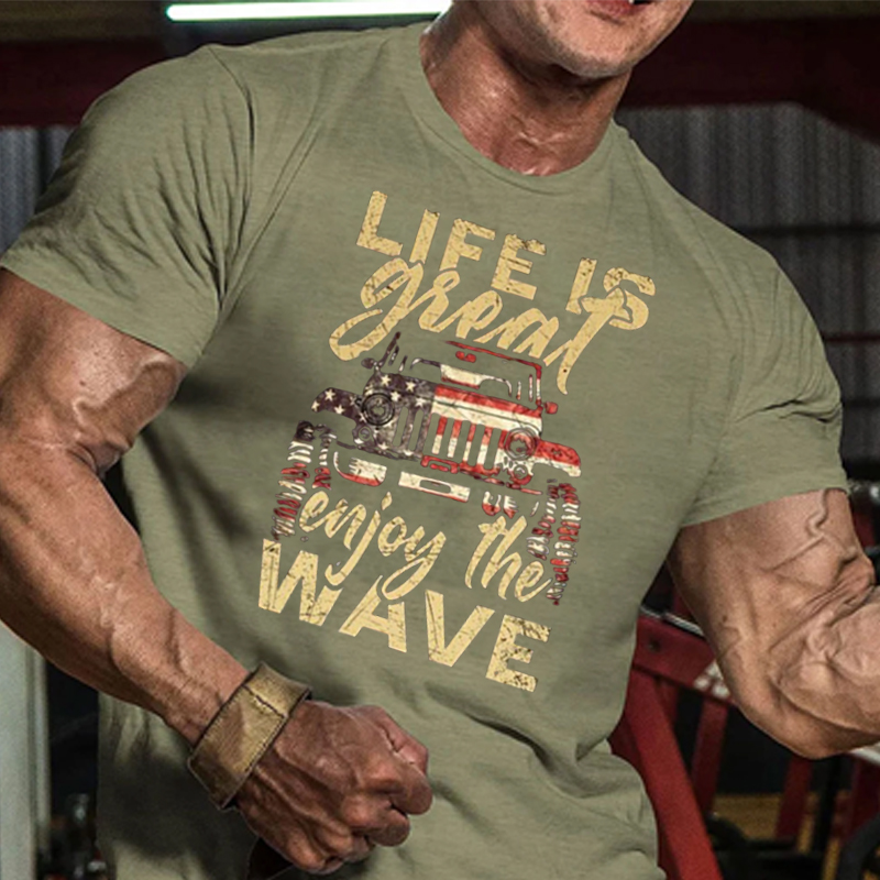 Life Is Great Enjoy The Wave Jp American Flag T-shirt