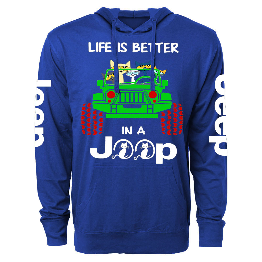 Life Is Better In A Jp With Funny Cats Christmas Oversized Lightweight Hoodie