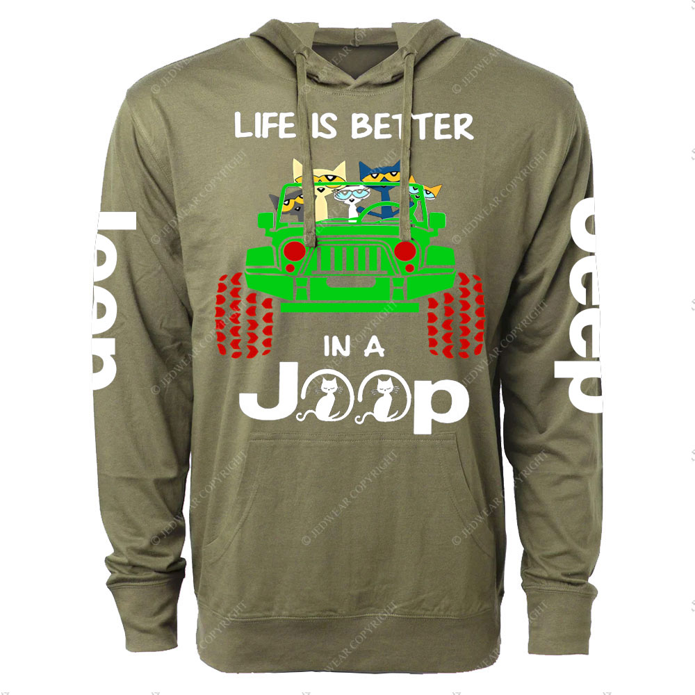 Life Is Better In A Jp With Funny Cats Christmas Oversized Lightweight Hoodie