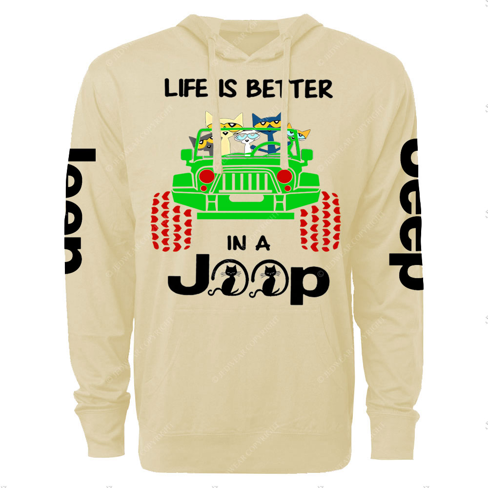Life Is Better In A Jp With Funny Cats Christmas Oversized Lightweight Hoodie