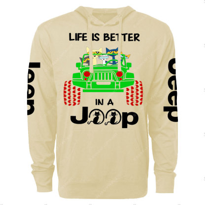 Life Is Better In A Jp With Funny Cats Christmas Oversized Lightweight Hoodie