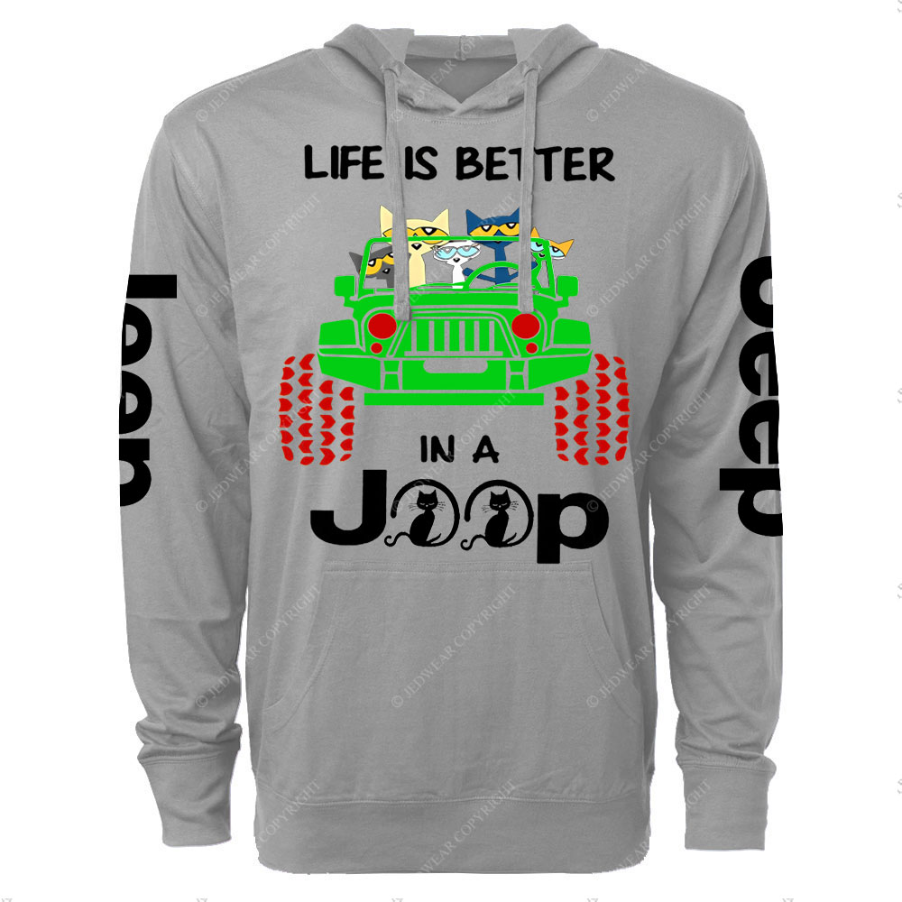 Life Is Better In A Jp With Funny Cats Christmas Oversized Lightweight Hoodie