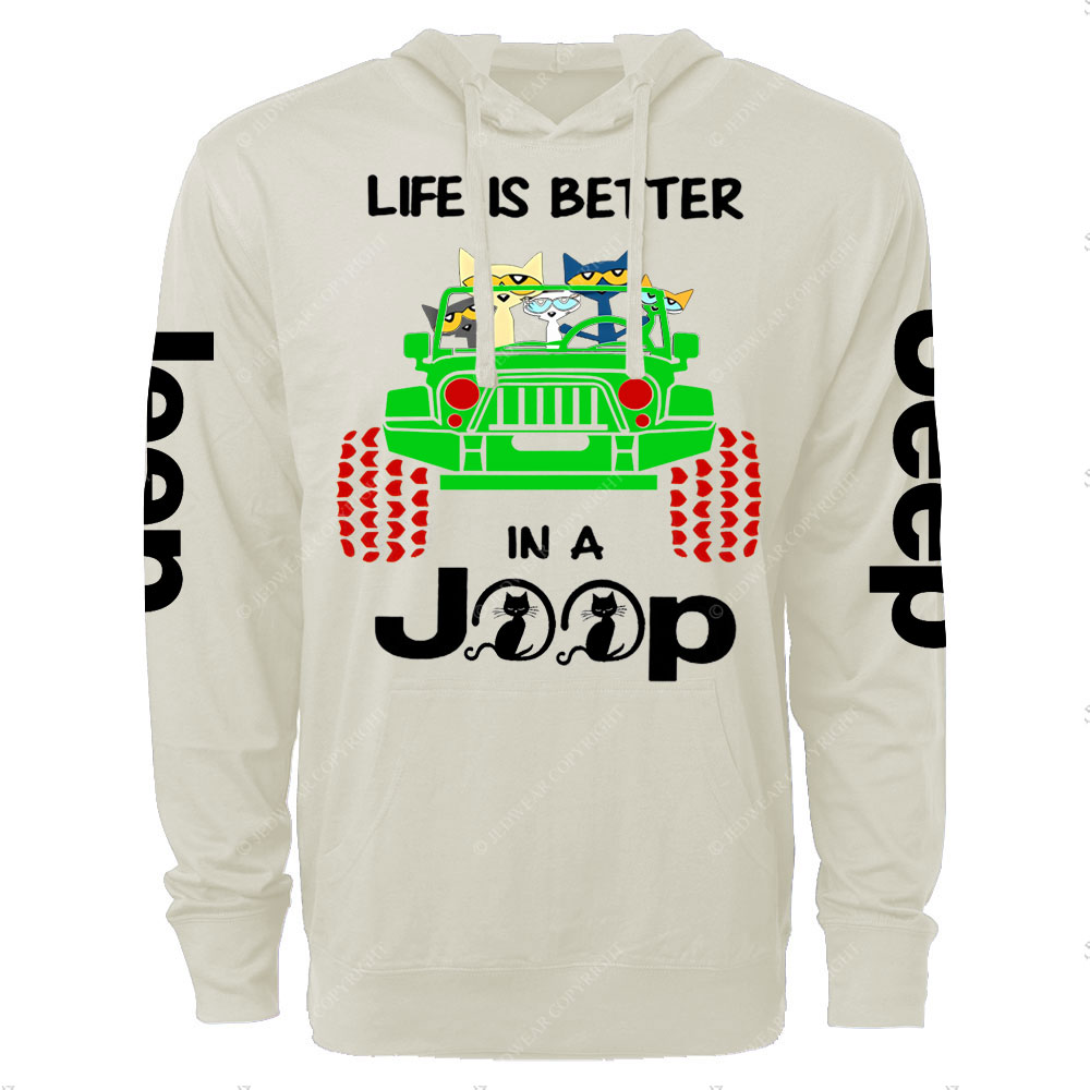 Life Is Better In A Jp With Funny Cats Christmas Oversized Lightweight Hoodie