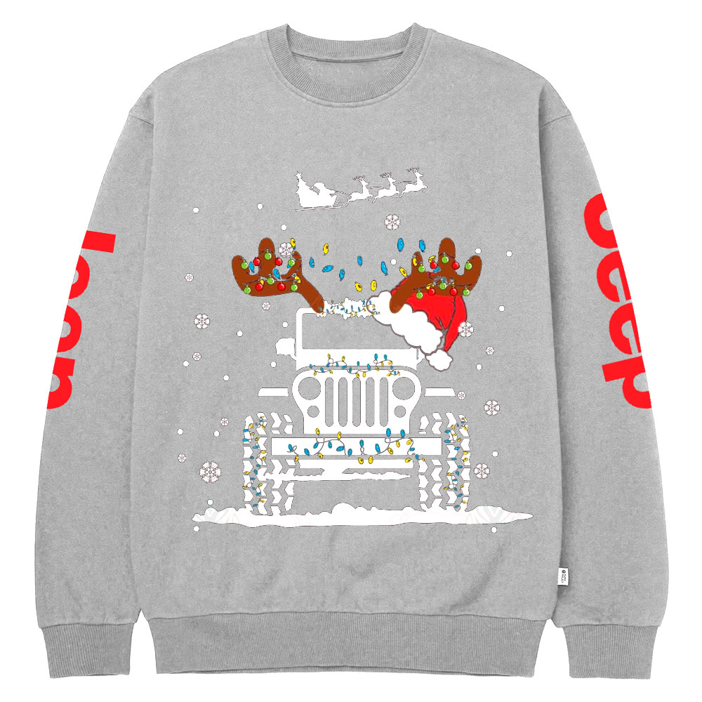 Jp Christmas Lights Xmas Tree Reindeer Crew Neck Sweatshirt