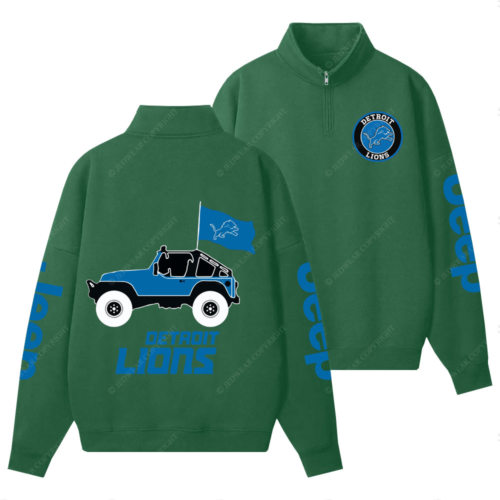 Detroit Lions Football Jp Half-Zip Jacket Sweatshirt