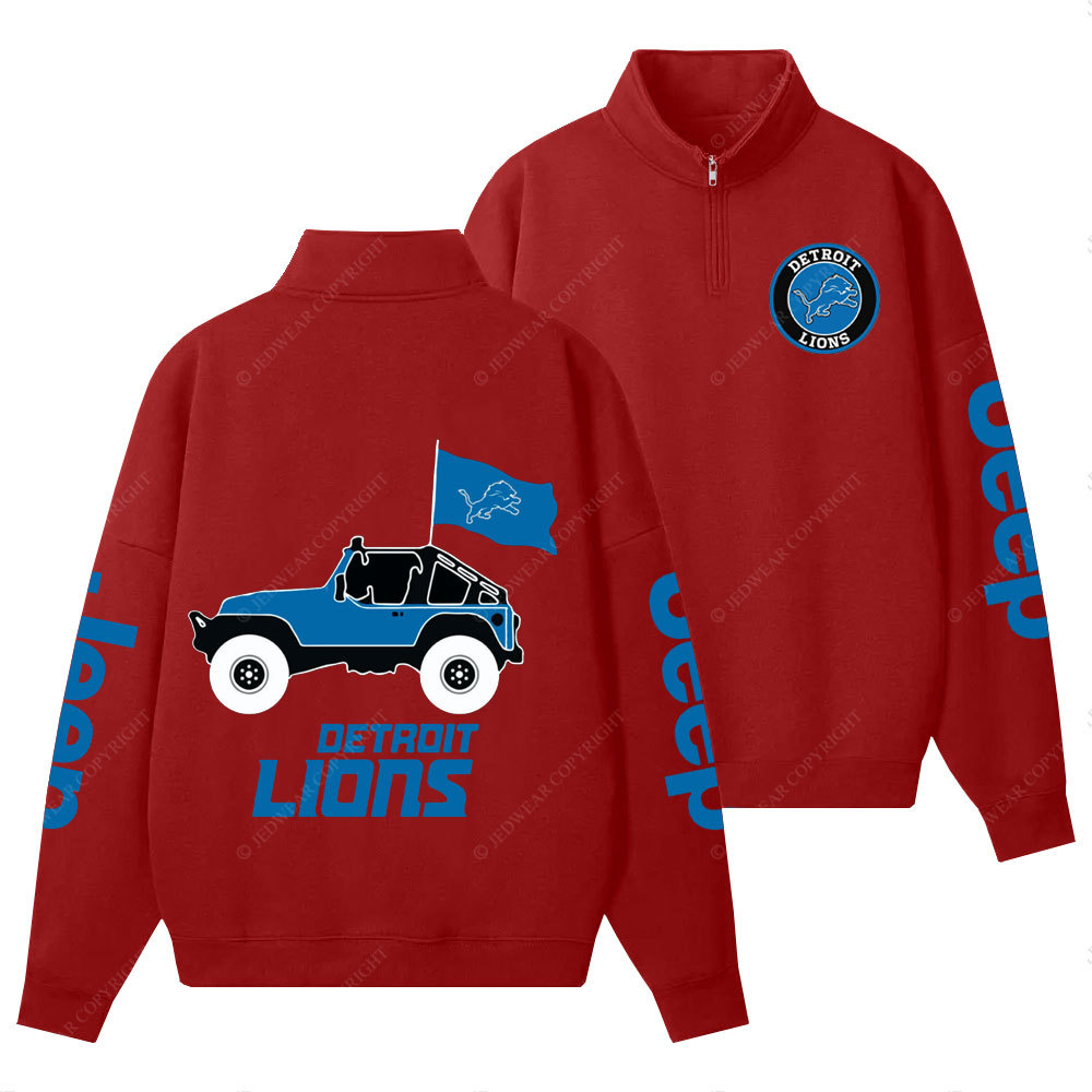 Detroit Lions Football Jp Half-Zip Jacket Sweatshirt