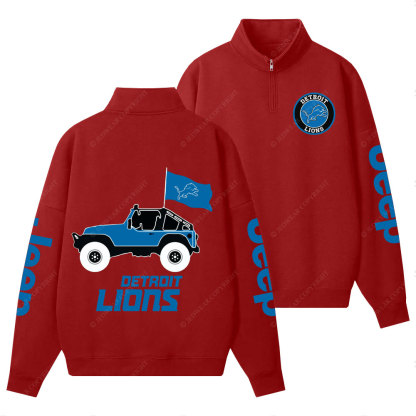 Detroit Lions Football Jp Half-Zip Jacket Sweatshirt