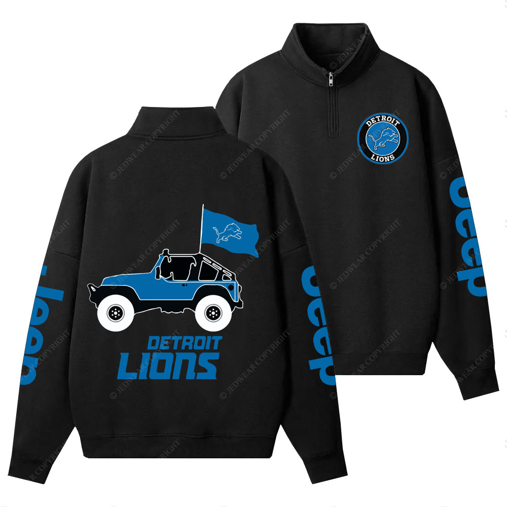 Detroit Lions Football Jp Half-Zip Jacket Sweatshirt