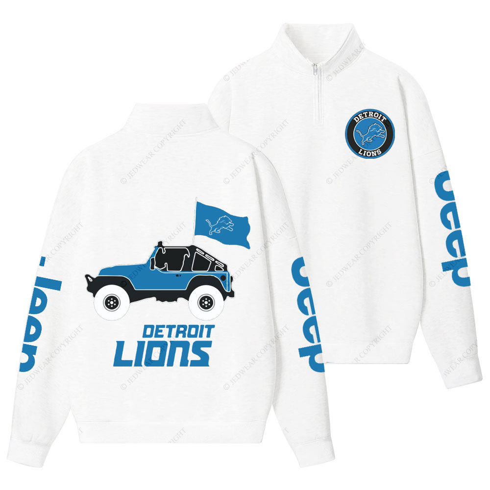 Detroit Lions Football Jp Half-Zip Jacket Sweatshirt