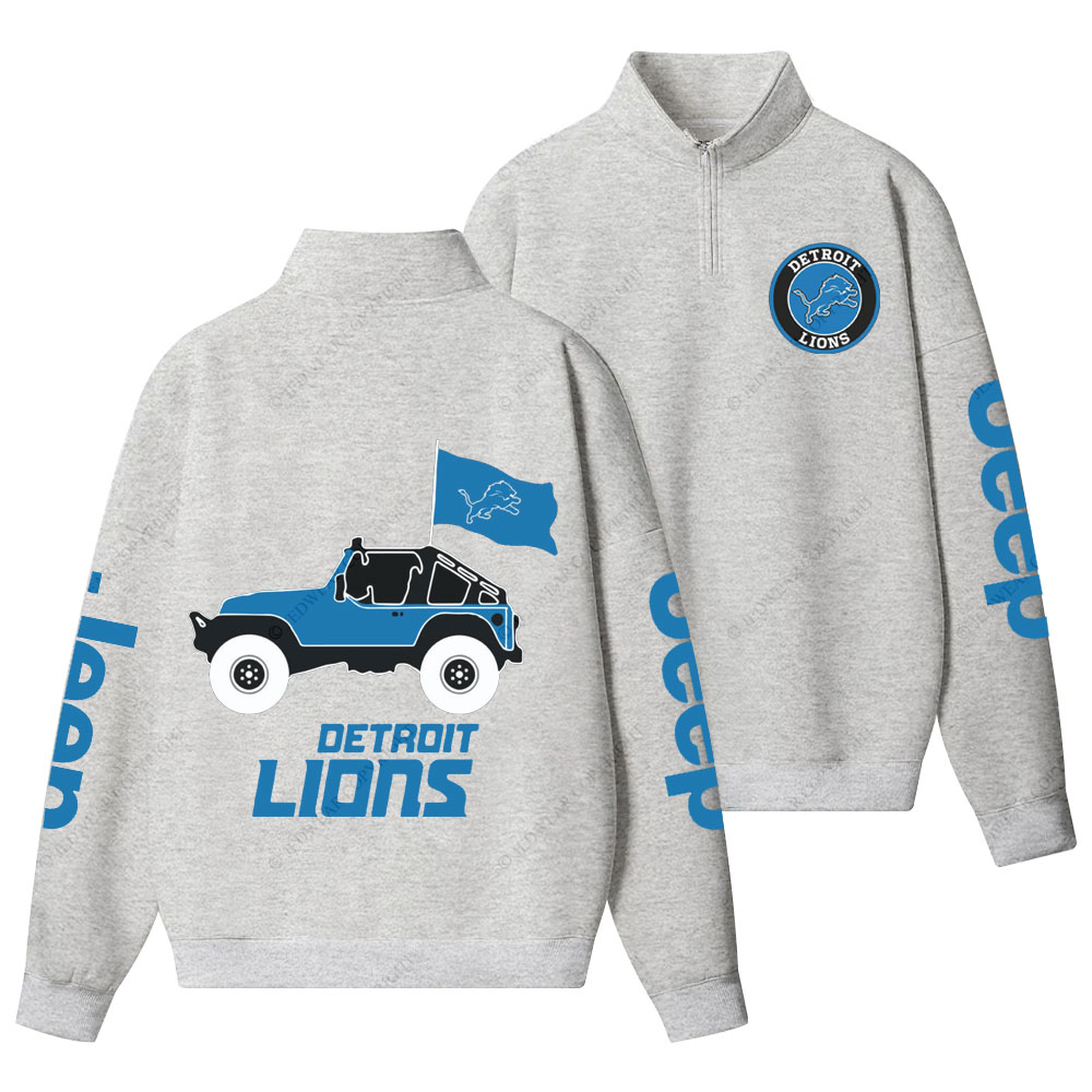 Detroit Lions Football Jp Half-Zip Jacket Sweatshirt