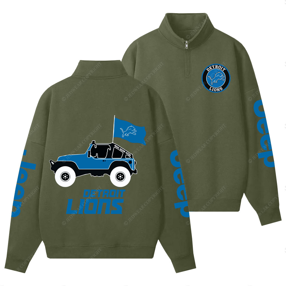 Detroit Lions Football Jp Half-Zip Jacket Sweatshirt
