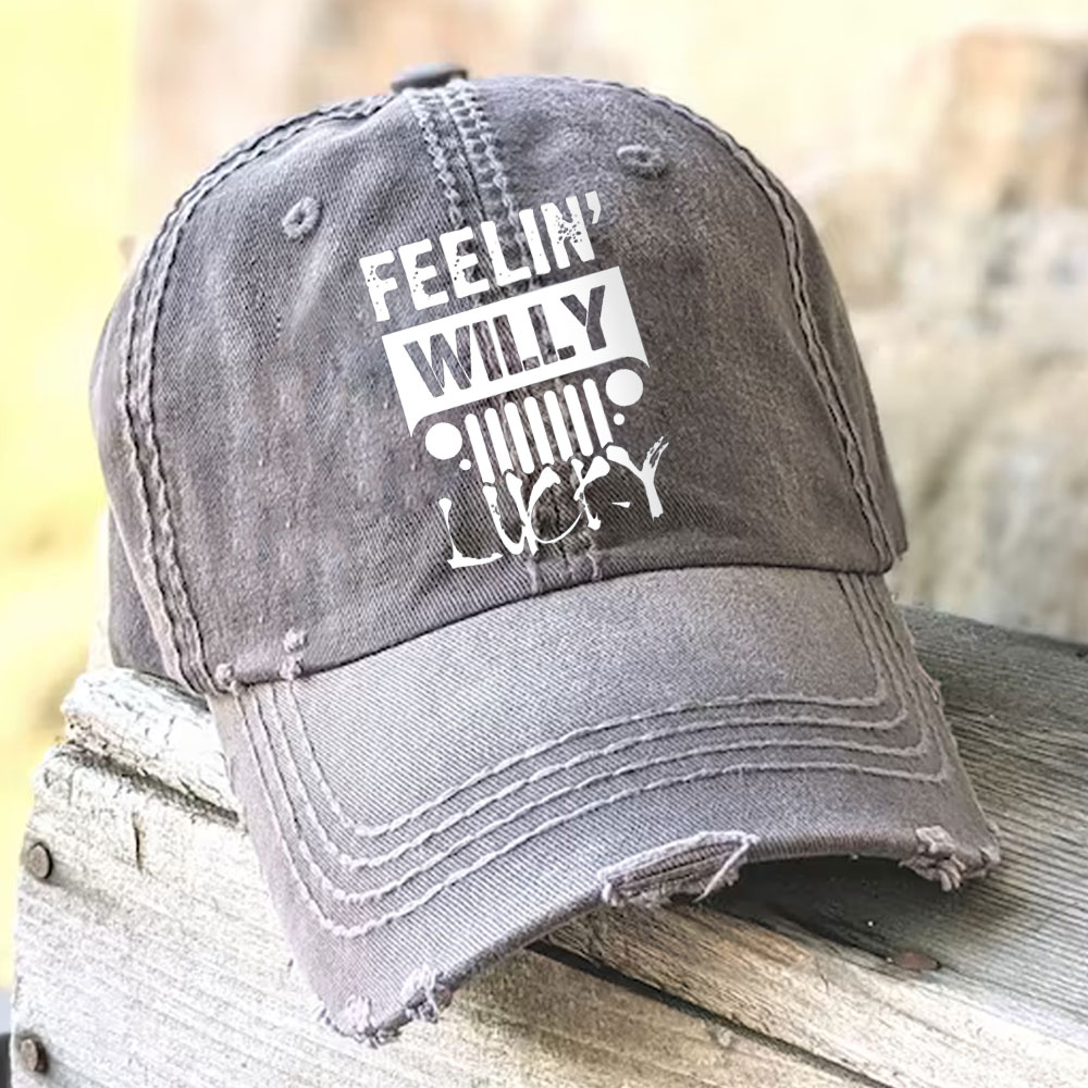 Feelin Willy Lucky Jp Black and White Baseball Cap