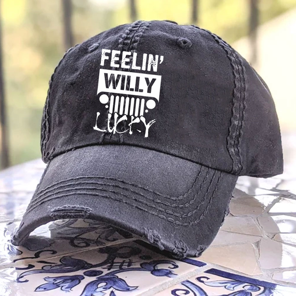 Feelin Willy Lucky Jp Black and White Baseball Cap