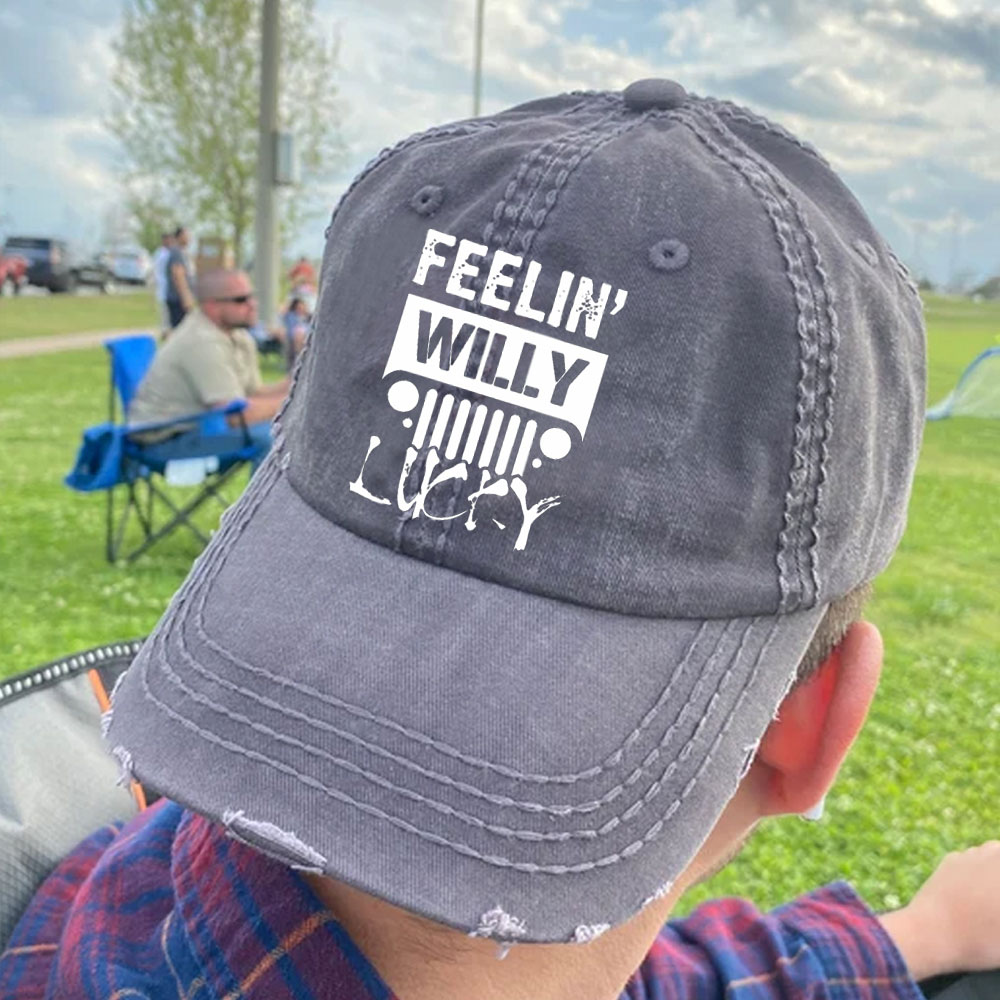 Feelin Willy Lucky Jp Black and White Baseball Cap