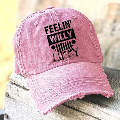 Feelin Willy Lucky Jp Black and White Baseball Cap