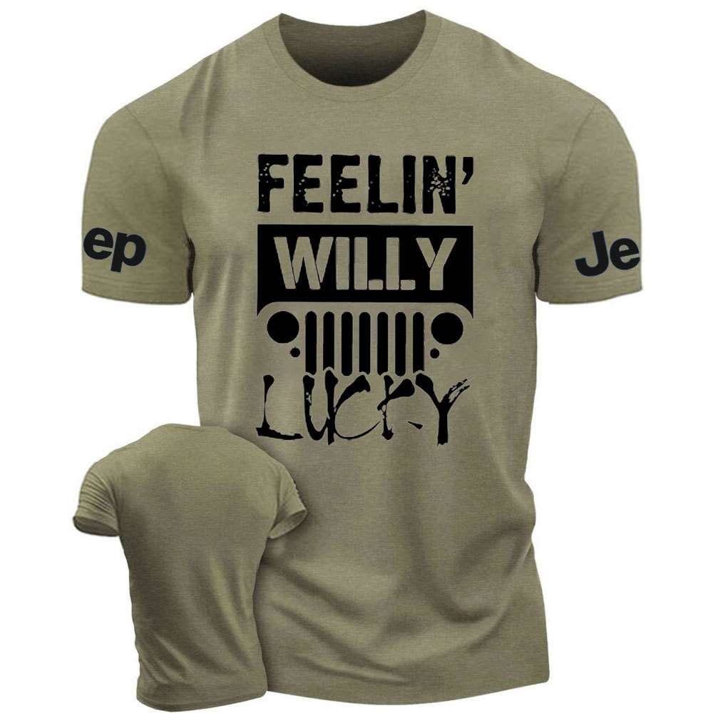 Feelin Willy Lucky Jp Black and White Men's Tshirt