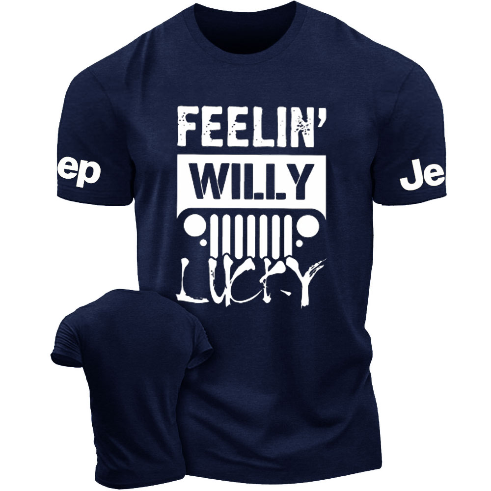 Feelin Willy Lucky Jp Black and White Men's Tshirt