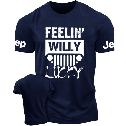 Feelin Willy Lucky Jp Black and White Men's Tshirt
