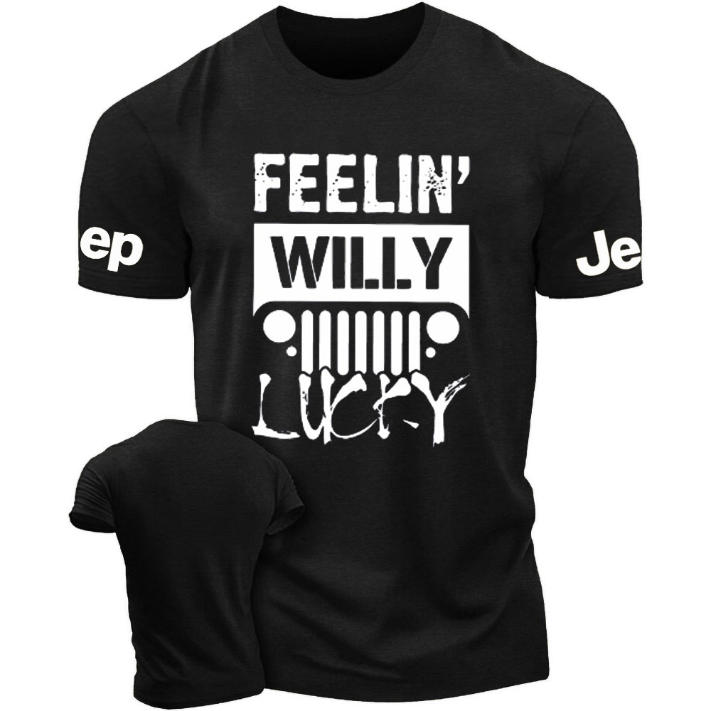 Feelin Willy Lucky Jp Black and White Men's Tshirt