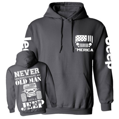 Jp Never Underestimate An Old Man American Flag Men Casual Hoodie