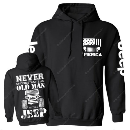 Jp Never Underestimate An Old Man American Flag Men Casual Hoodie