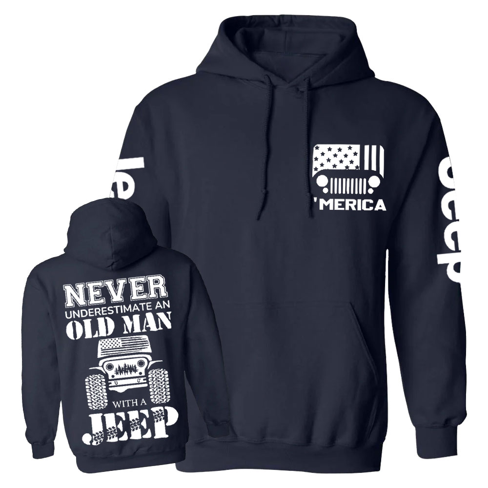 Jp Never Underestimate An Old Man American Flag Men Casual Hoodie