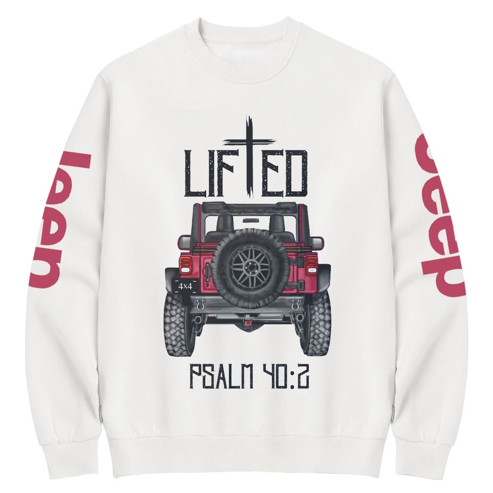 Christian "Lifted" 4x4 Truck Offroad Bible Verse Positive Vibes Jp Crew Neck Sweatshirt