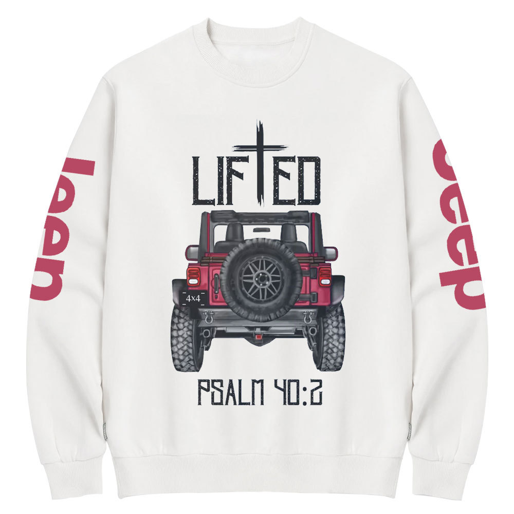 Christian "Lifted" 4x4 Truck Offroad Bible Verse Positive Vibes Jp Crew Neck Sweatshirt