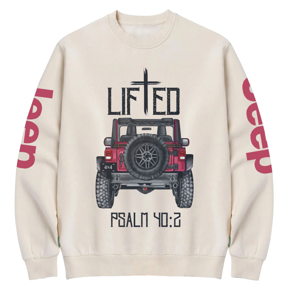 Christian "Lifted" 4x4 Truck Offroad Bible Verse Positive Vibes Jp Crew Neck Sweatshirt