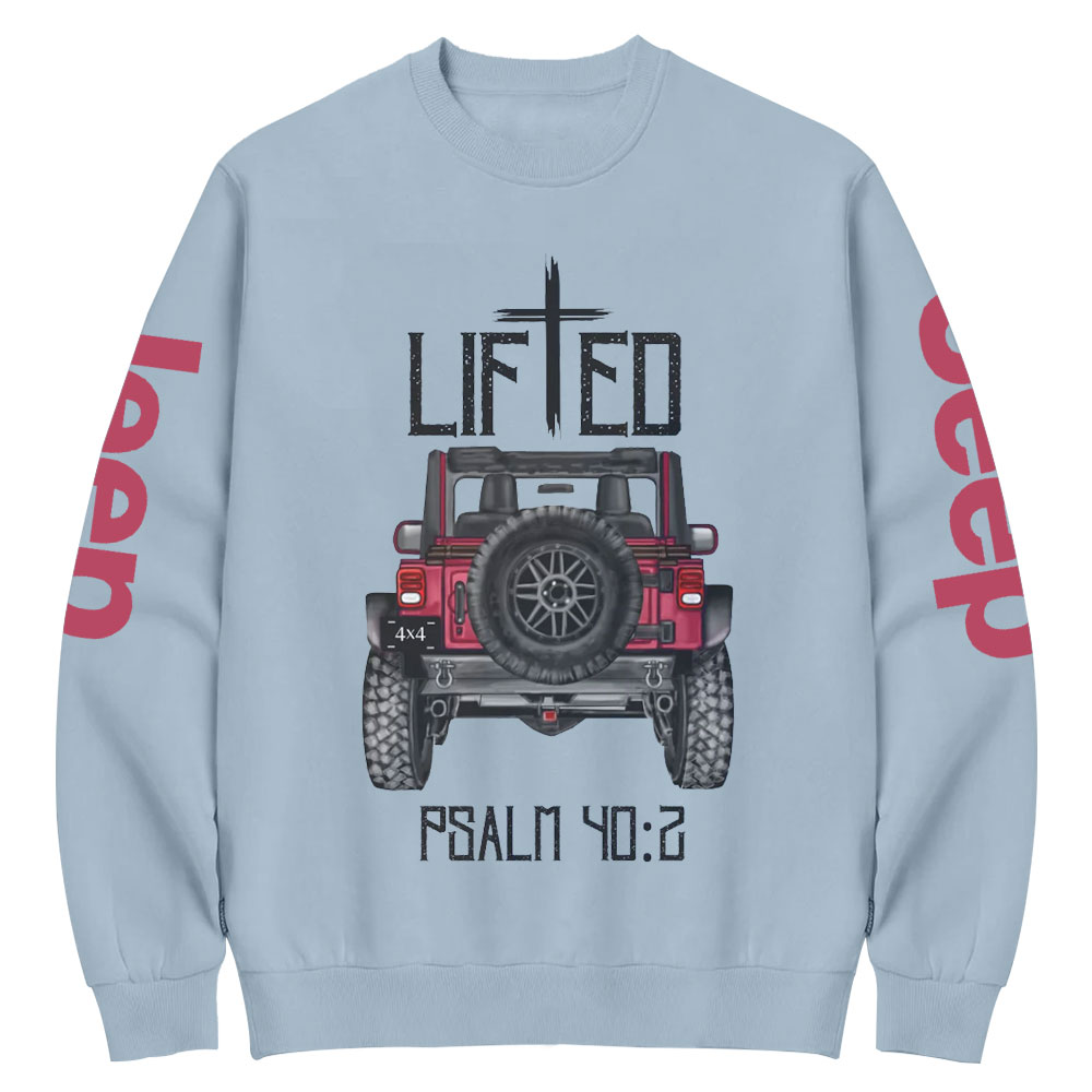 Christian "Lifted" 4x4 Truck Offroad Bible Verse Positive Vibes Jp Crew Neck Sweatshirt
