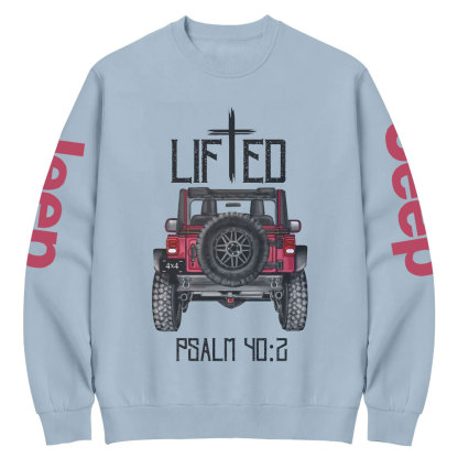 Christian "Lifted" 4x4 Truck Offroad Bible Verse Positive Vibes Jp Crew Neck Sweatshirt