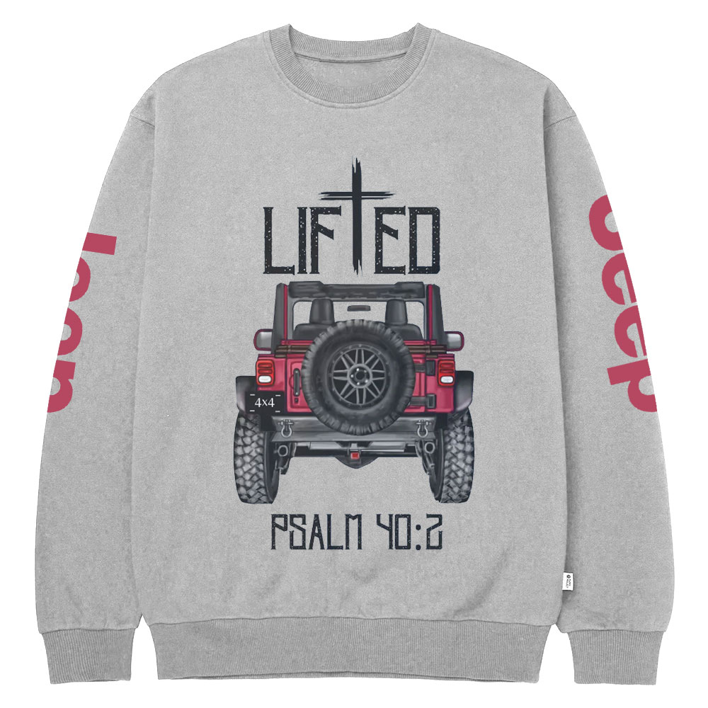 Christian "Lifted" 4x4 Truck Offroad Bible Verse Positive Vibes Jp Crew Neck Sweatshirt