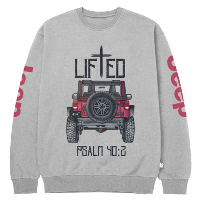 Christian "Lifted" 4x4 Truck Offroad Bible Verse Positive Vibes Jp Crew Neck Sweatshirt