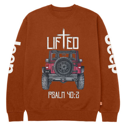 Christian "Lifted" 4x4 Truck Offroad Bible Verse Positive Vibes Jp Crew Neck Sweatshirt