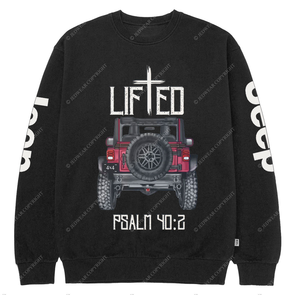 Christian "Lifted" 4x4 Truck Offroad Bible Verse Positive Vibes Jp Crew Neck Sweatshirt