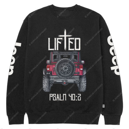 Christian "Lifted" 4x4 Truck Offroad Bible Verse Positive Vibes Jp Crew Neck Sweatshirt
