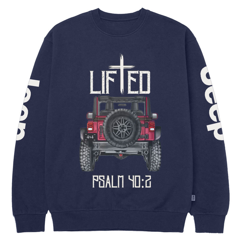 Christian "Lifted" 4x4 Truck Offroad Bible Verse Positive Vibes Jp Crew Neck Sweatshirt