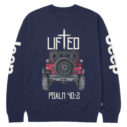 Christian "Lifted" 4x4 Truck Offroad Bible Verse Positive Vibes Jp Crew Neck Sweatshirt
