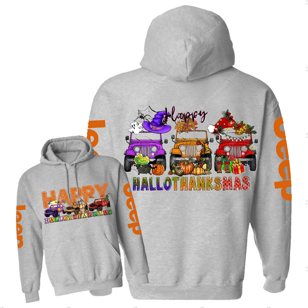 Happy Hallothanksmas Car Jp Double Printed Casual Hoodie