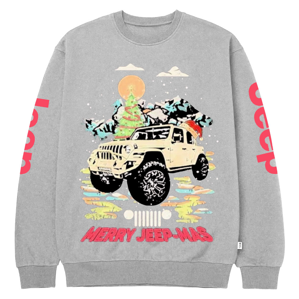 Car Jp Hat Santa Merry Jeepmas Christmas Crew Neck Sweatshirt