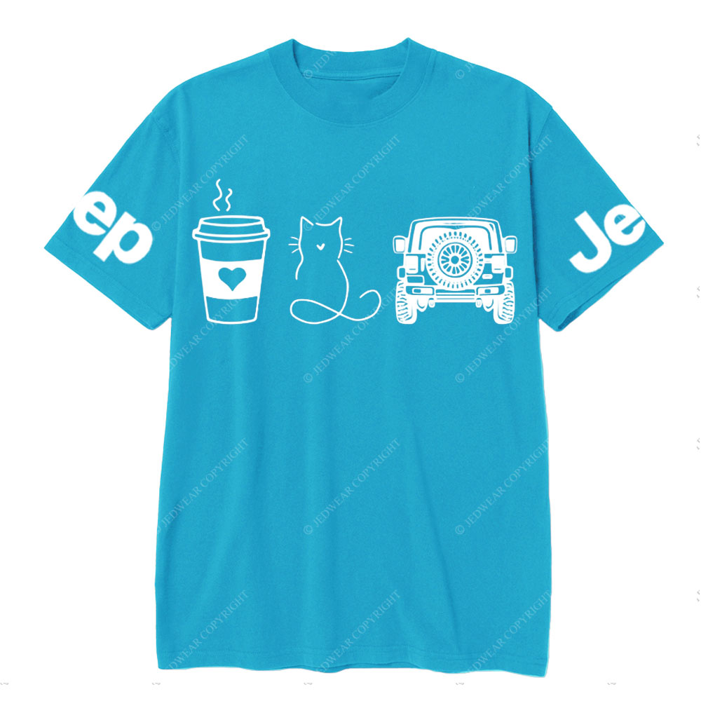 Coffee Jp and Line Art Cat Meow T-Shirt