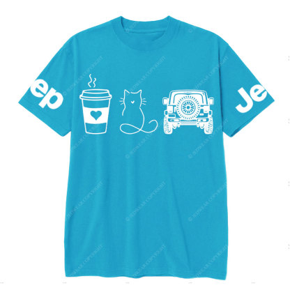 Coffee Jp and Line Art Cat Meow T-Shirt